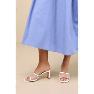 Lulus Roreto White Mesh High Heel Slide Sandals - Size 8